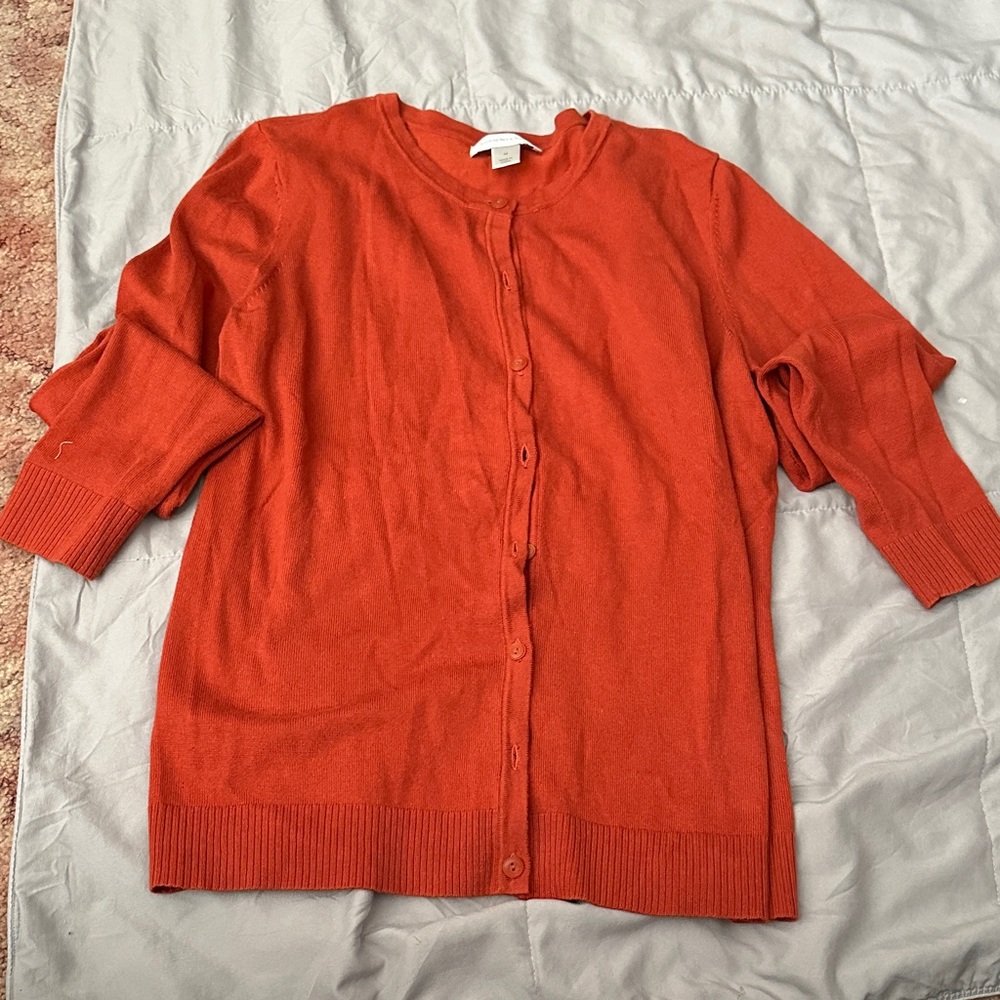 Women's Orange Cardigan Sweater
